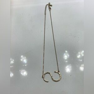 Hammered Goldtone Necklace Big Initial S with chain